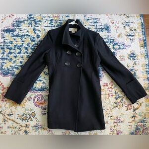 Michael Kors Womens Black Wool Blend Pea Coat Size Large